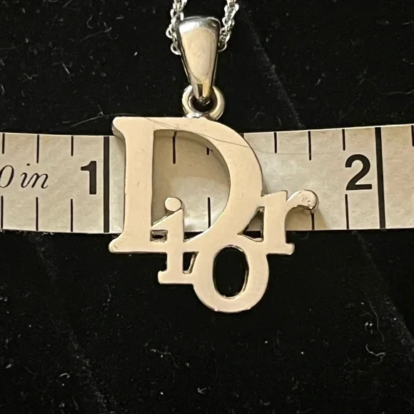 Dior Silver Pendant Necklace .925 Italy Sterling Silver Chain w/Extender - Picture 7 of 17